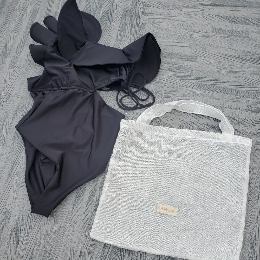New Kanomi One Shoulder black Swimsuit UV Sun Protection handmade One Piece sexy
